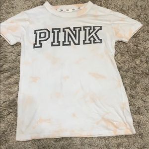 White and peach tie dye PINK shirt